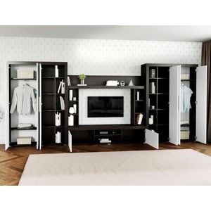 Set Mobila Sufragerie Milan C3 Duo, 435.2x35.2x182 cm, Alb-Maro