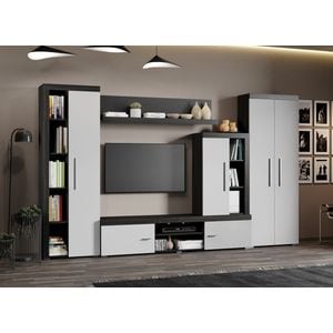 Set Mobila Sufragerie Milan C4 Uno, 307.6x35.2x182 cm, Alb-Maro