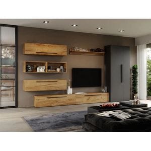Set Mobila Living Poem cu dulap, C40, 340x33.4x185 cm, Stejar Auriu