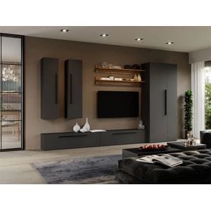 Set Mobila Living Graphic C37, cu dulap, 320x33.4x185 cm, Gri antracit