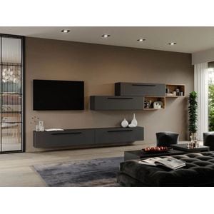 Set Mobila Living Graphic C12, 360x25x30 cm, Gri antracit