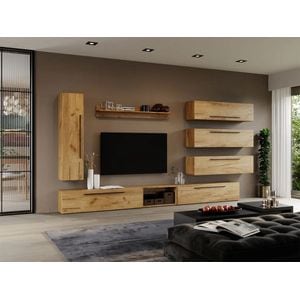 Set Mobila Living Poem C03, 340x25x185 cm, Stejar Auriu