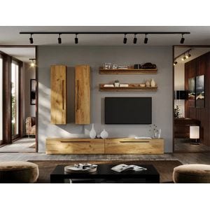 Set Mobila Living Poem C10, 240x25x185 cm, Stejar Auriu