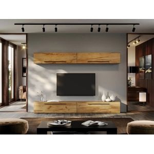 Set Mobila Living Poem C01, 240x25x185 cm, Stejar Auriu