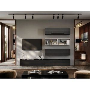 Set Mobila Living Storm C06, 240x25x185 cm, Ferera cu Alb