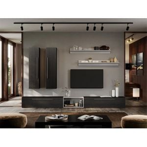 Set Mobila Living, Storm C07, 300x25x185 cm, Ferera cu Alb