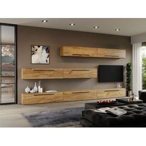 Set Mobila Living Poem C20, 360x25x185 cm, Stejar Auriu
