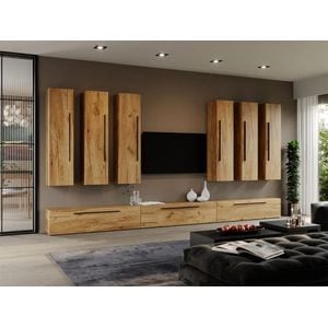 Set Mobila Living Poem C15, 60x25x185 cm, Stejar Auriu