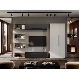 Set Mobila Living Storm C27, 260x33.4x185 cm, Ferera cu Alb