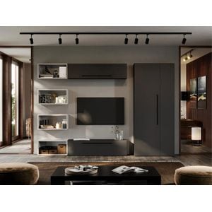 Set Mobila Living Graphic C54, cu dulap, 260x33.4x185 cm, Gri antracit