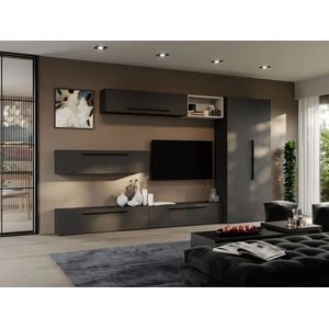 Set Mobila Living Graphic C55, cu dulap, 320x33.4x185 cm, Gri antracit