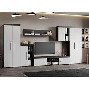 Set Mobila sufragerie Milan C2 Duo, 375.2x35.2x182 cm, Alb-Maro