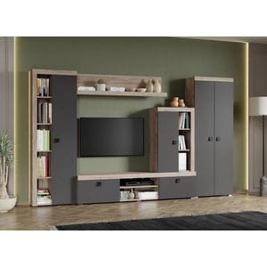 Set Living Ontrio C4, 307.6x35.2x182 cm, Gri antracit