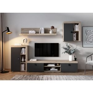 Set Living Ontrio C1, 240x35.2x182 cm, Gri antracit