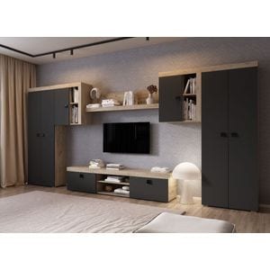 Set Living Ontrio C3, 394.2x35.2x182 cm, Gri antracit