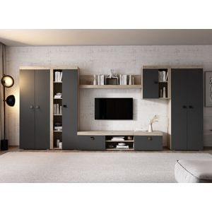 Set Living Ontrio C5 , 394.2x35.2x182 cm, Gri antracit