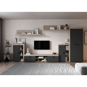 Set Living Ontrio C6 Uno, 367.6x35.2x200 cm, Gri antracit