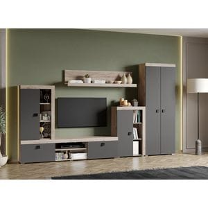 Set Living Ontrio C2, 307.6x35.2x182 cm, Gri antracit