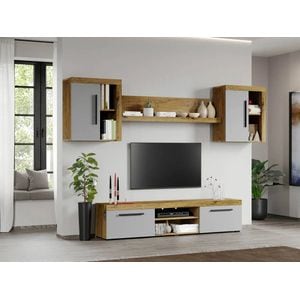 Set Living Atena C11, 259x35.2x182 cm, Gri cu Flagstaff