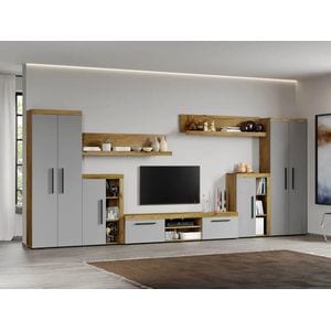 Set Living Atena C13, 435.2 x35.2x182 cm, Gri cu Flagstaff