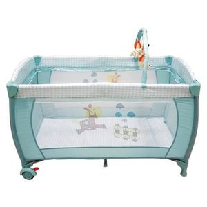 Patut Pliant, Tarc copii Baby Care NEST, Pliabil pe 2 Niveluri cu muzica si Masa infasat, Jucarie Carusel cu jucarii din plus, geanta transport inclusa, Verde cu animalute
