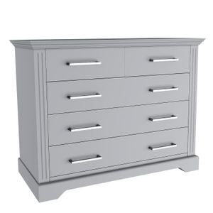 Comoda Darius, 4 sertare, lemn masiv tei, 115.4 x 41.8 x 90 cm, gri