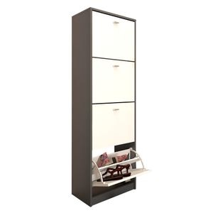 Pantofar DacEnergy, fabricat din Pal melaminat, 4 compartimente, design simplu, 50 x 28 x 152 cm, grafit si alb