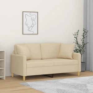 Canapea cu 2 locuri cu pernute vidaXL,140 cm, textil, crem