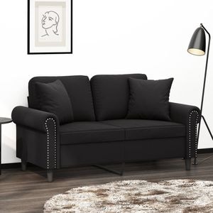Canapea cu 2 locuri cu pernute vidaXL, 120 cm, catifea, negru