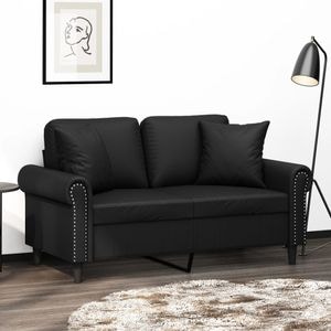 Canapea cu 2 locuri cu pernute vidaXL, 120 cm, piele ecologica, negru