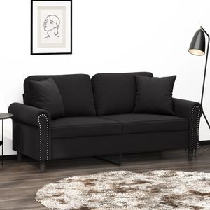 Canapea cu 2 locuri cu pernute vidaXL, 140 cm, catifea, negru