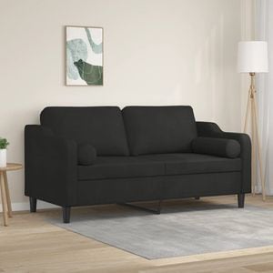 Canapea cu 2 locuri cu pernute vidaXL, 140 cm, textil, negru