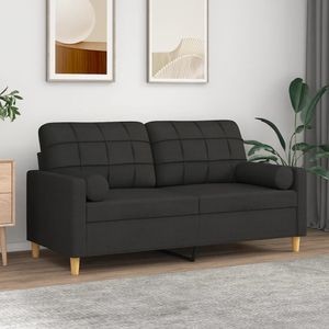 Canapea cu 2 locuri cu pernute vidaXL, 140 cm, textil, negru