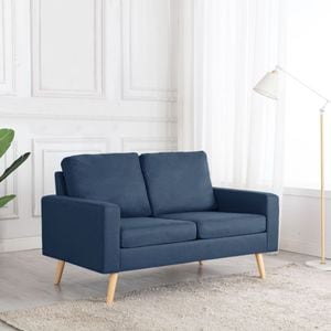 Canapea cu 2 locuri vidaXL, material textil, albastru