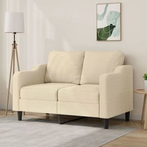Canapea fixa VidaXL, 2 locuri, 138 x 77 x 80 cm, crem