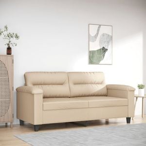 Canapea cu 2 locuri vidaXL,140 cm, tesatura microfibra, crem