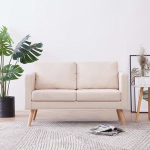Canapea cu 2 locuri vidaXL,material textil, crem