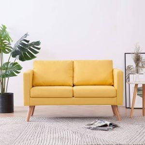 Canapea cu 2 locuri vidaXL, material textil, galben