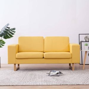 Canapea cu 2 locuri vidaXL, material textil, galben