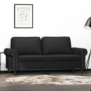 Canapea cu 2 locuri vidaXL, 140 cm, piele ecologica, negru