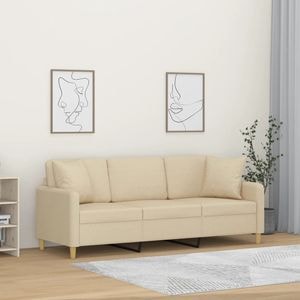 Canapea cu 3 locuri cu pernute vidaXL,180 cm, textil, crem