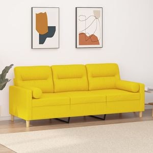 Canapea cu 3 locuri cu pernute vidaXL, 180 cm, textil, galben