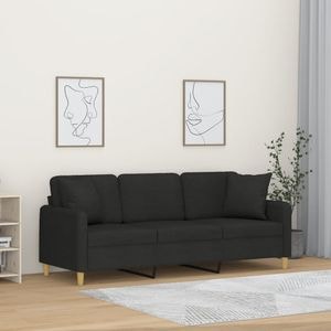 Canapea cu 3 locuri cu pernute vidaXL, 180 cm, textil, negru