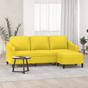 Canapea cu 3 locuri si taburet vidaXL, 180 cm, textil, galben