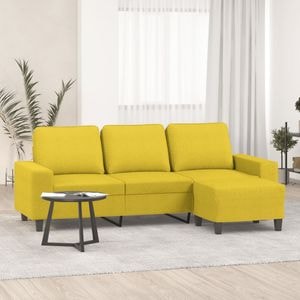 Canapea cu 3 locuri si taburet vidaXL, 180 cm, textil, galben