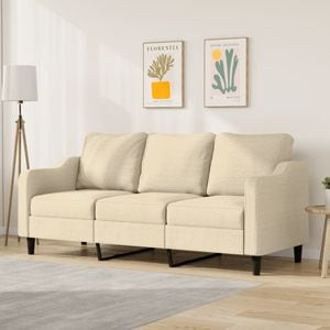 Canapea cu 3 locuri vidaXL,180 cm, material textil, crem