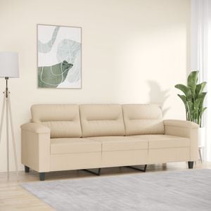Canapea cu 3 locuri vidaXL,180 cm, tesatura microfibra, crem