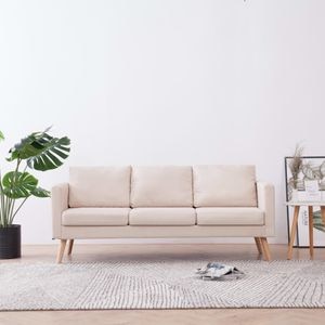Canapea cu 3 locuri vidaXL,material textil, crem