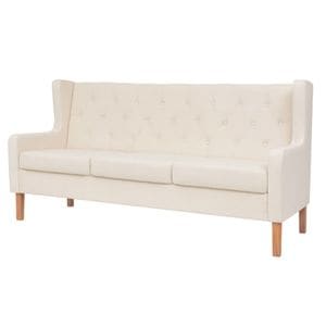 Canapea fixa VidaXL, 3 locuri, 180 x 68 x 90 cm, crem
