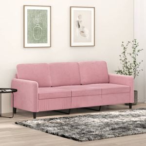 Canapea cu 3 locuri vidaXL, 180 cm, catifea, roz